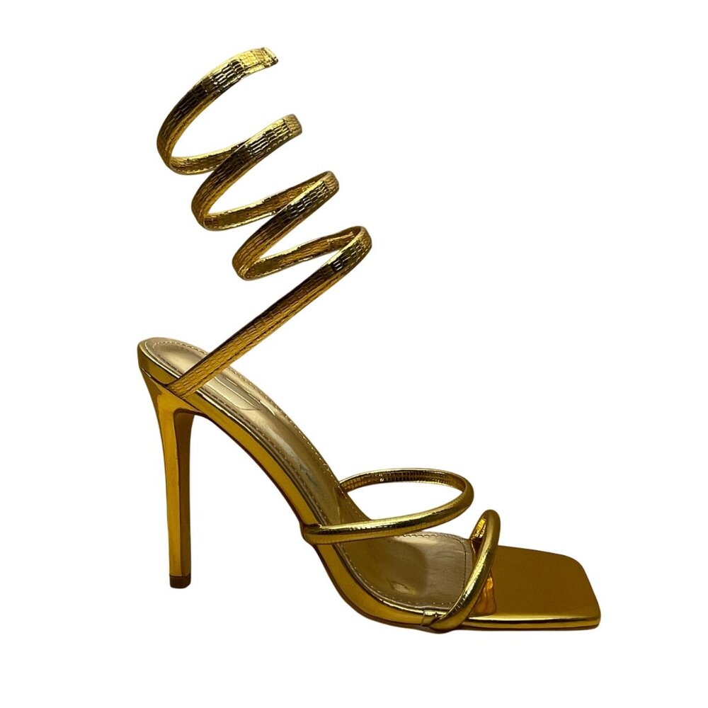 GC Women’s Gold Metallic Wrap-Around Design Spiral Stiletto Heels Sz EU40/US8.5